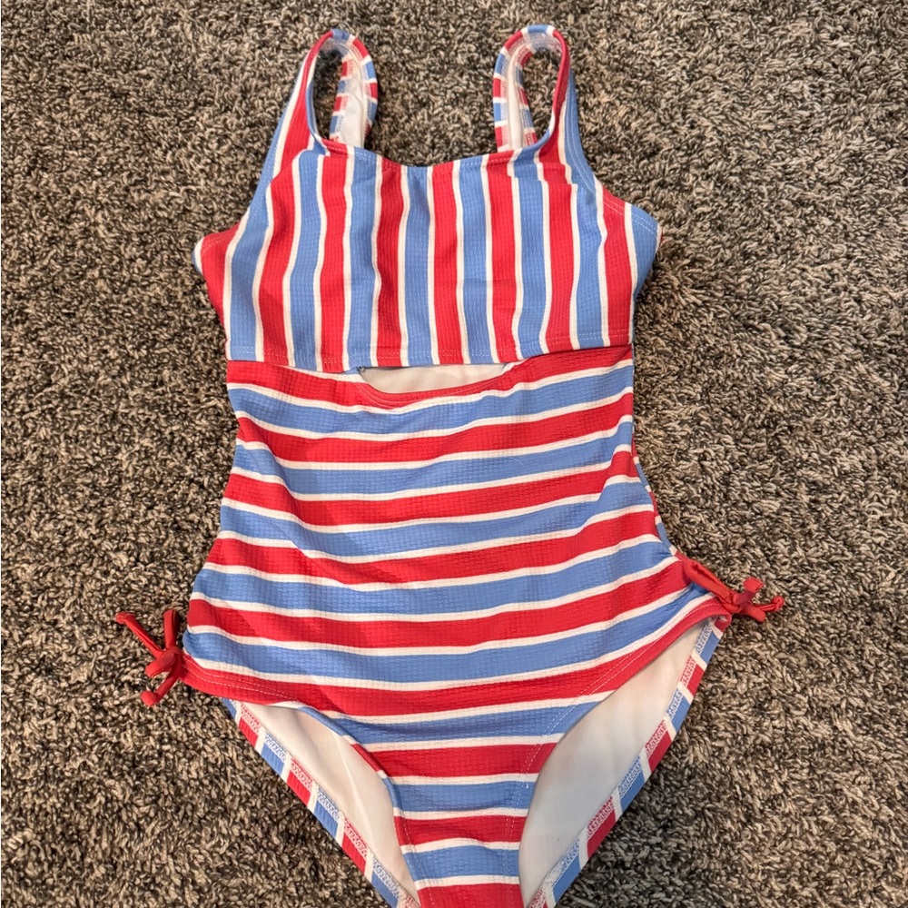 Target Red and Blue One Piece Swimwear with Nautical Stripes